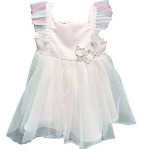Rare Editions Baby Girl’s Pink Tulle Dress with Butterfly Applique 12 Months